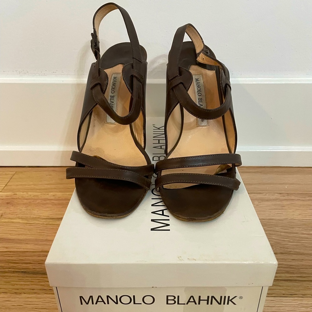 ONE DAY ONLY FLASH SALE🔥Manolo Blahnik chocolate brown heeled sandal size 38.5
